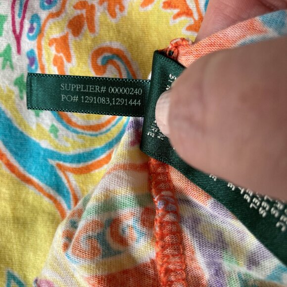 Lauren Ralph Lauren Orange Paisley sleeveless top keyhole front size M EUC - Picture 8 of 8